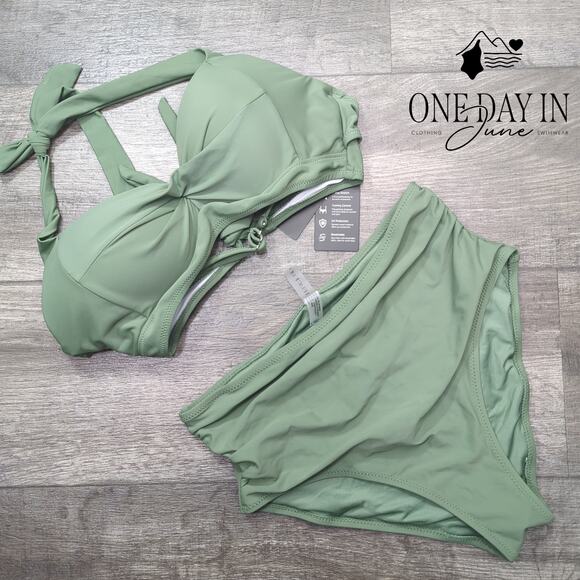 Tempt Me Cross Front High Waist Bikini Swimsuit Size M - Picture 3 of 7